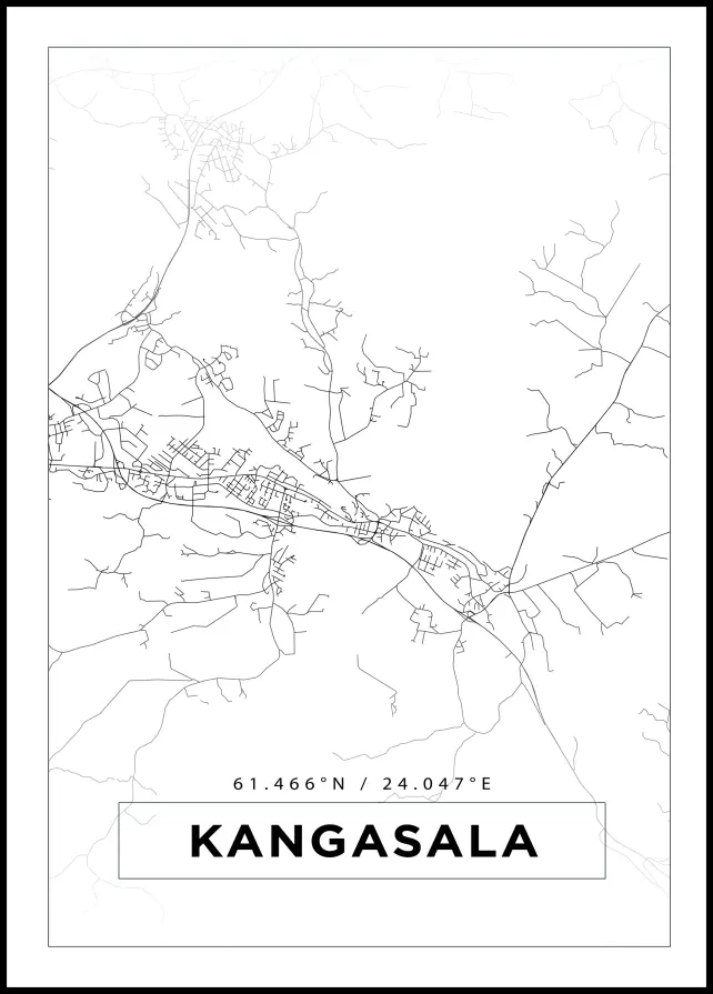 Karta - Kangasala - Vit Poster
