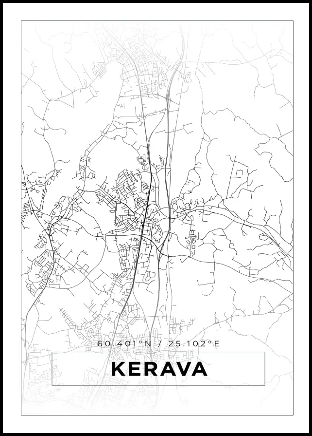 Karta - Kerava - Vit Poster