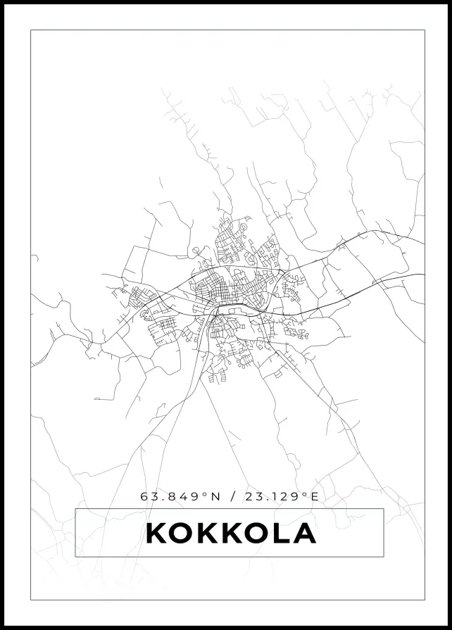 Karta - Kokkola - Vit Poster