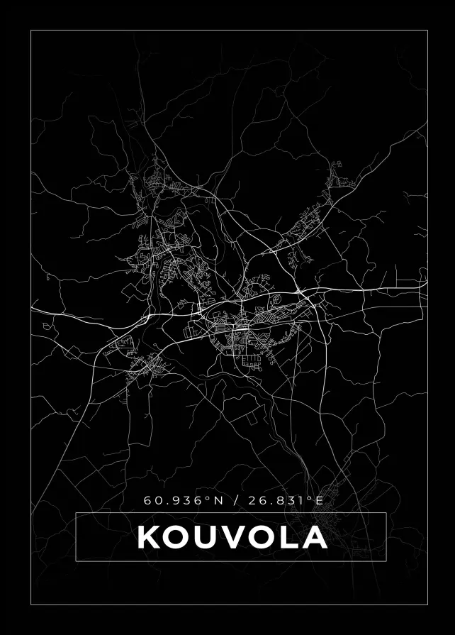 Karta - Kouvola - Svart Poster