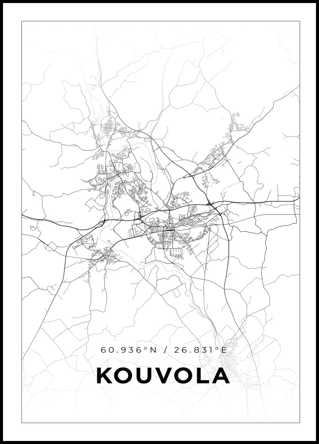 Karta - Kouvola - Vit Poster
