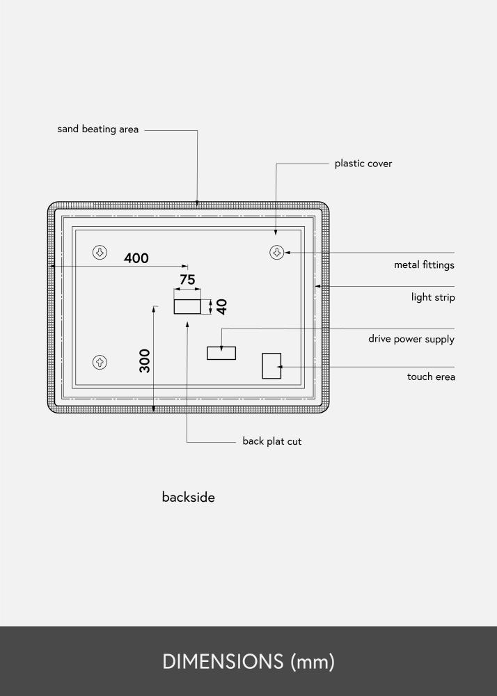 KAILA Spegel Soft Edges LED 60x80 cm