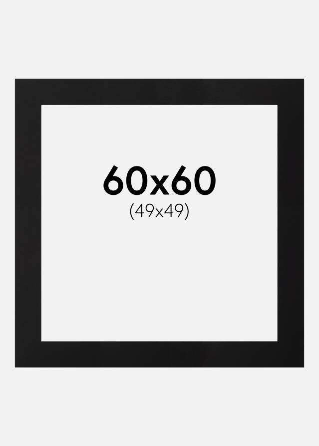 Passepartout Svart (Svart kärna) 60x60 cm (49x49)