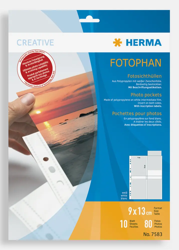 Herma fotofickor 9x13 cm stående - 10-pack vita