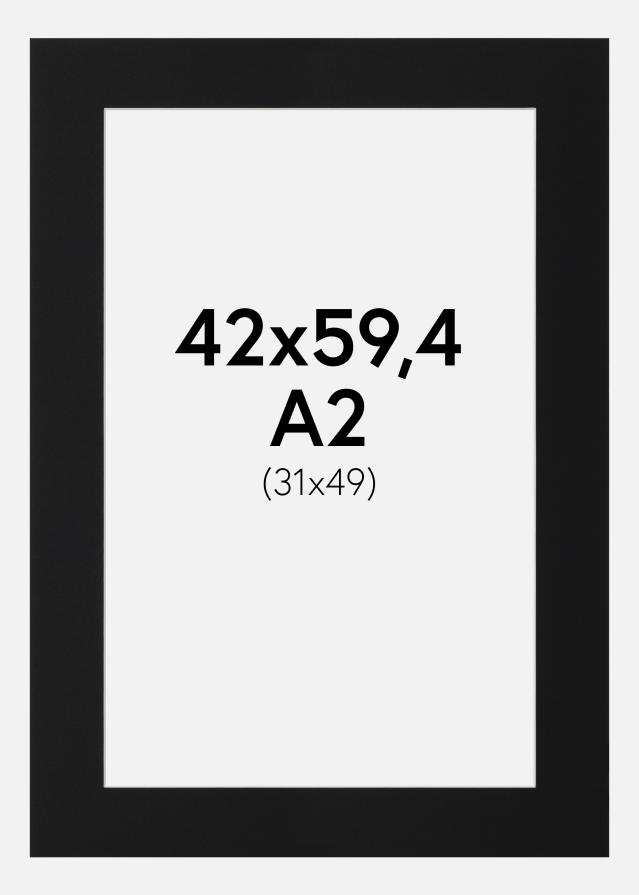 Passepartout Svart Standard (Vit Kärna) 42x59,4 cm (31x49)