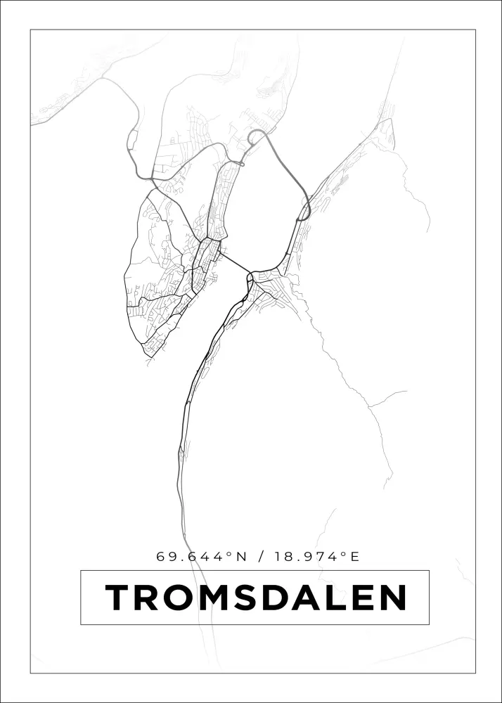 Karta - Tromsdalen - Vit Poster