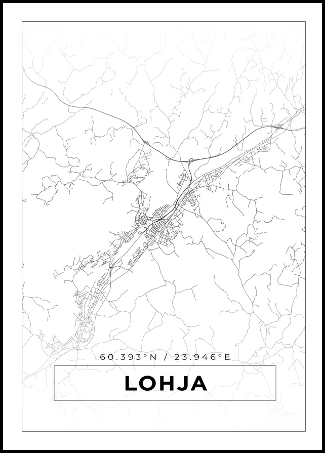 Karta - Lohja - Vit Poster