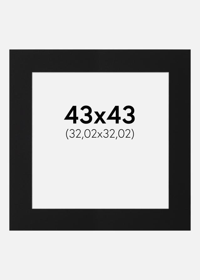 Passepartout Svart Standard (Vit Kärna) 43x43 cm (32,02x32,02)