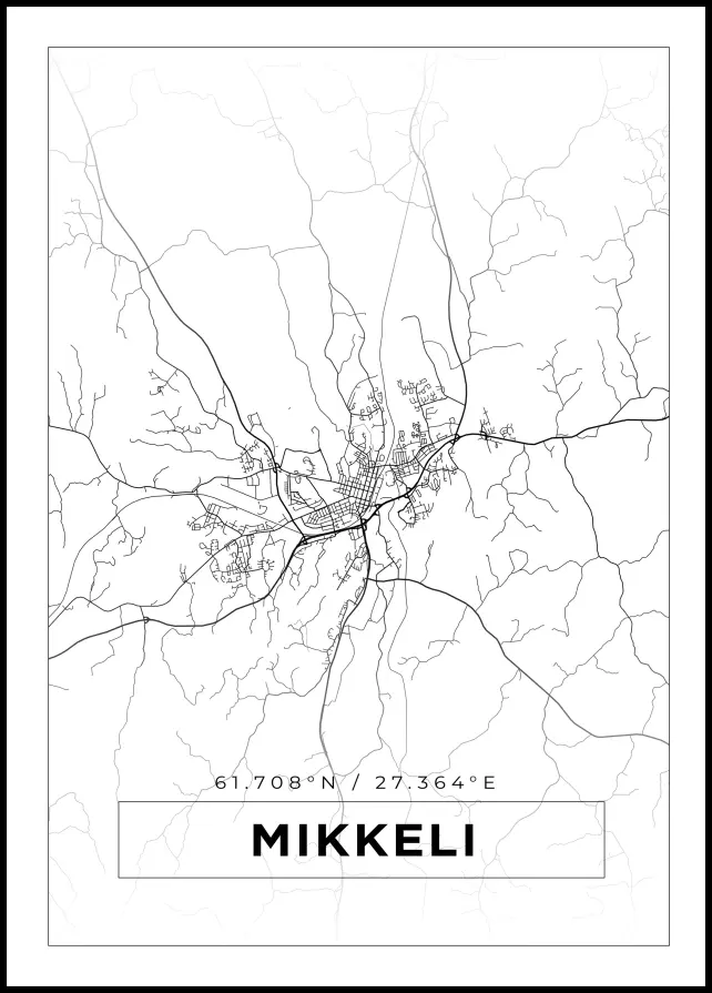 Karta - Mikkeli - Vit Poster