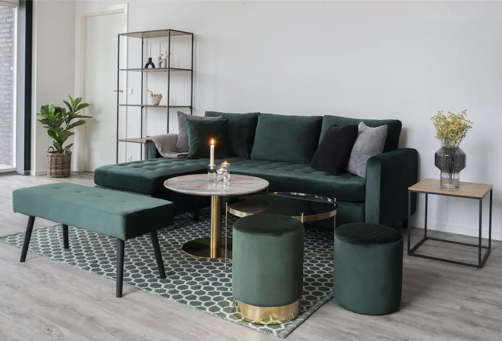 Soffbord Bolzano 70x70 cm - Marmor/Mässing