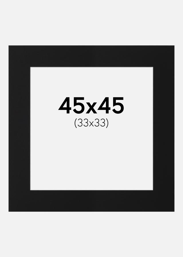 Passepartout Svart Standard (Vit Kärna) 45x45 cm (33x33)