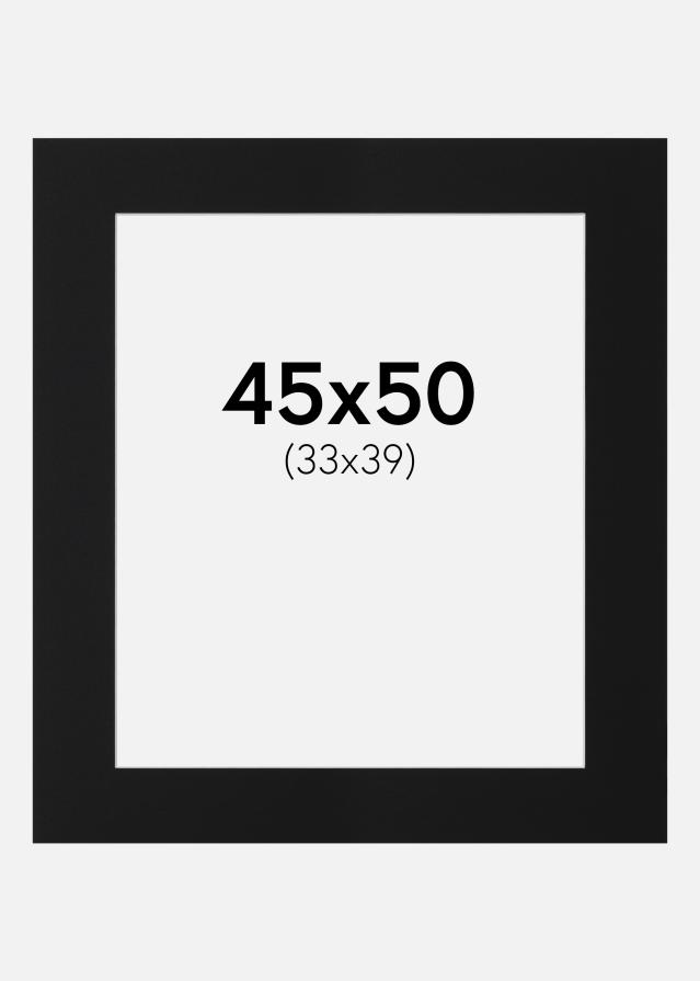 Passepartout Svart Standard (Vit Kärna) 45x50 cm (33x39)