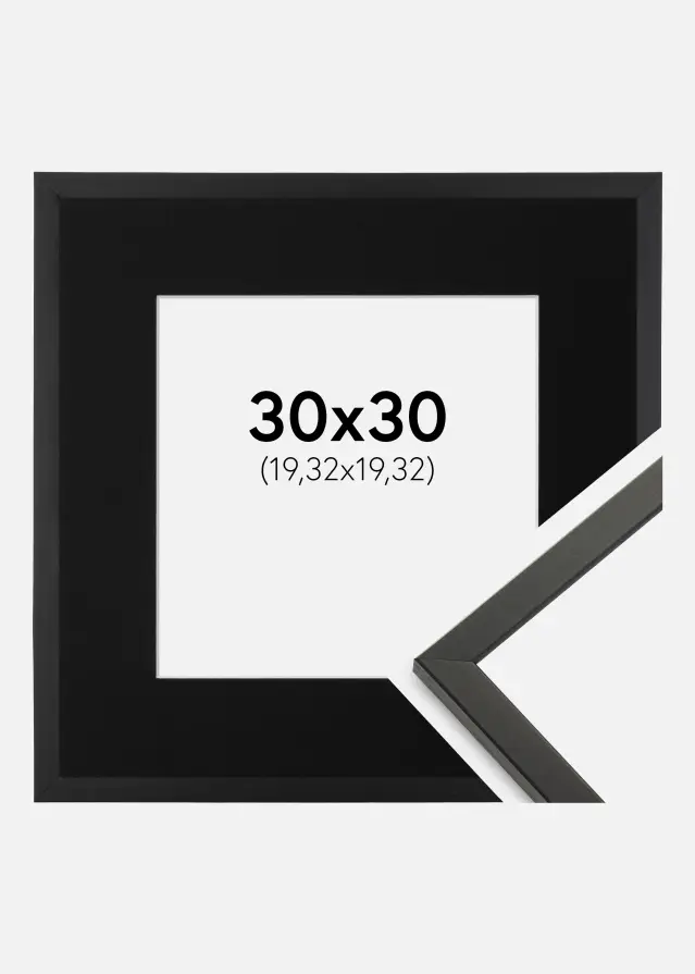 Ram Galant Svart 30x30 cm - Passepartout Svart 8x8 inches