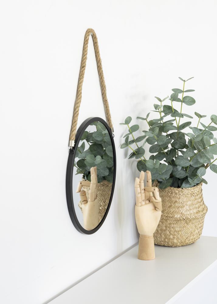 KAILA Rund Spegel Rope - Svart 30 cm Ø