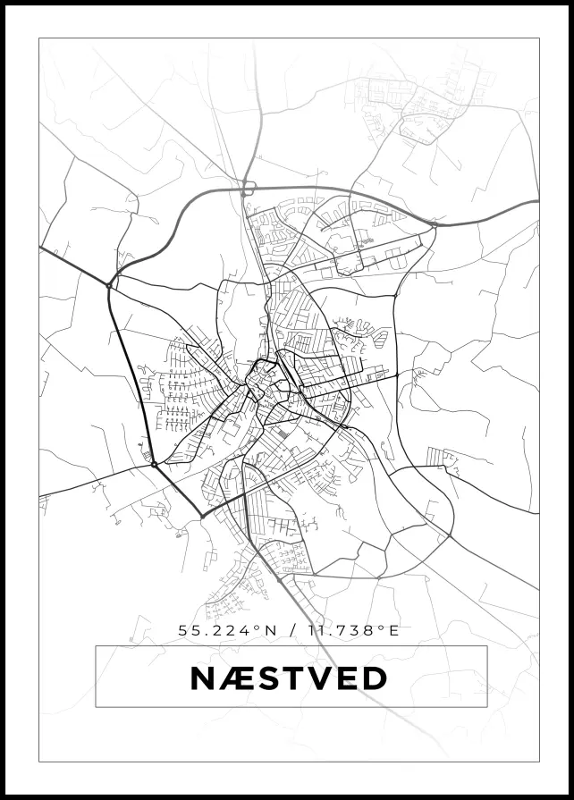 Karta - Næstved - Vit Poster