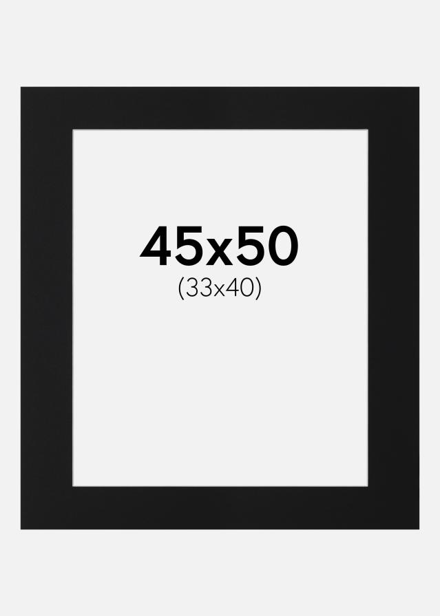 Passepartout Svart Standard (Vit Kärna) 45x50 cm (33x40)