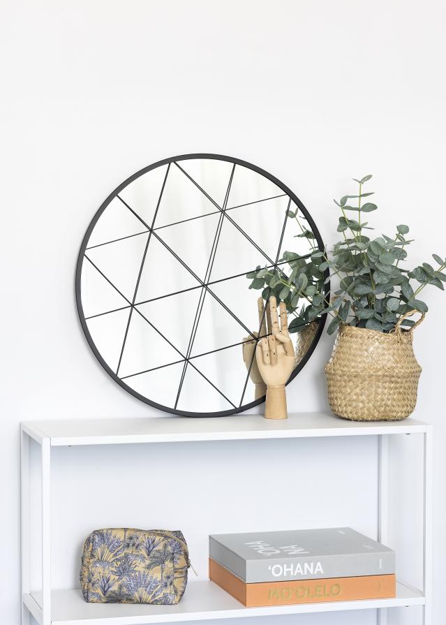 KAILA Rund Spegel Triangles - Svart 55 cm Ø