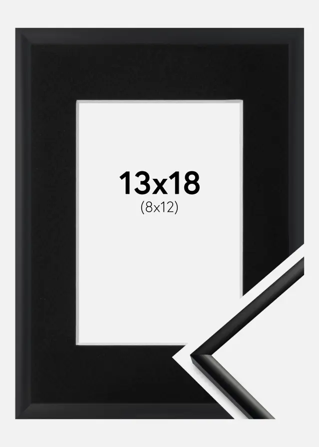 Ram New Lifestyle Matt Svart 13x18 cm - Passepartout Svart 9x13 cm