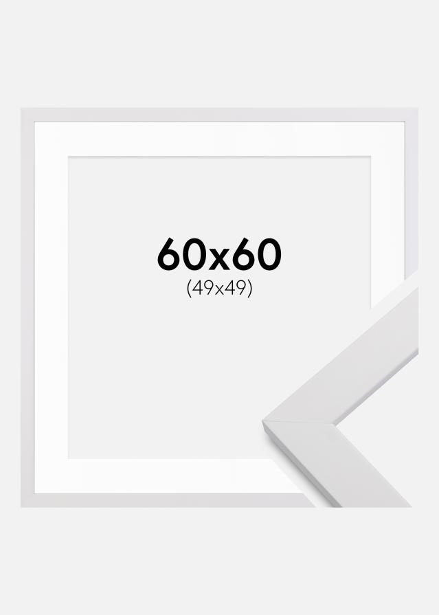Ram White Wood 60x60 cm - Passepartout Vit 50x50 cm