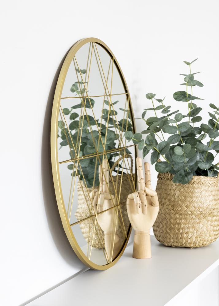 KAILA Rund Spegel Triangles - Guld 55 cm Ø