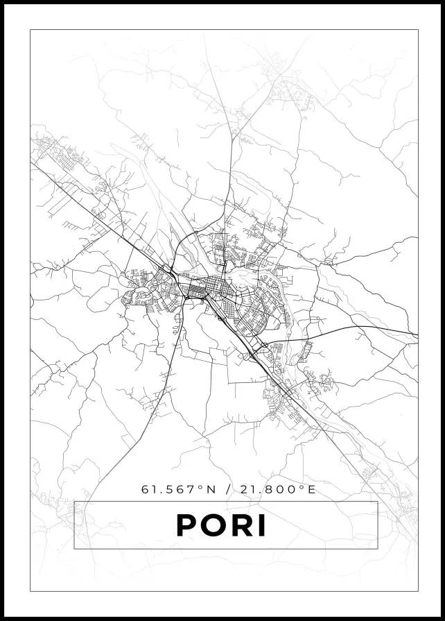 Karta - Pori - Vit Poster