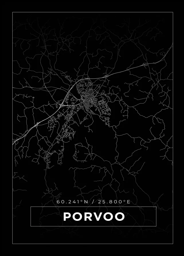 Karta - Porvoo - Svart Poster