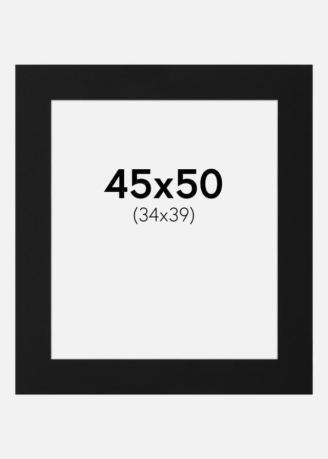 Passepartout Svart Standard (Vit Kärna) 45x50 cm (34x39)
