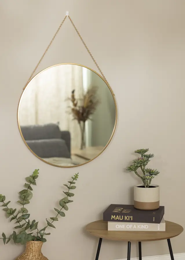 Rund Spegel Modern Deep Guld 60 cm Ø