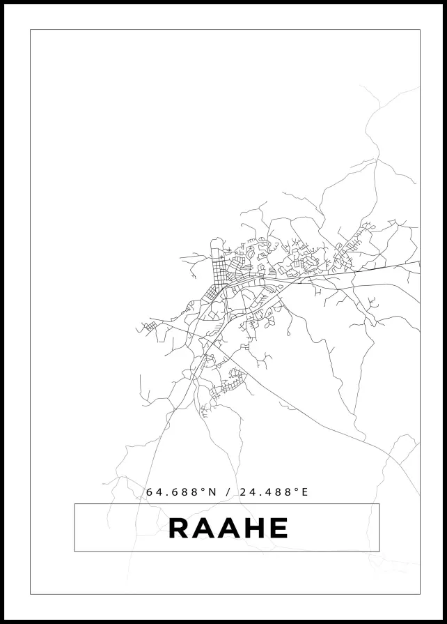 Karta - Raahe - Vit Poster