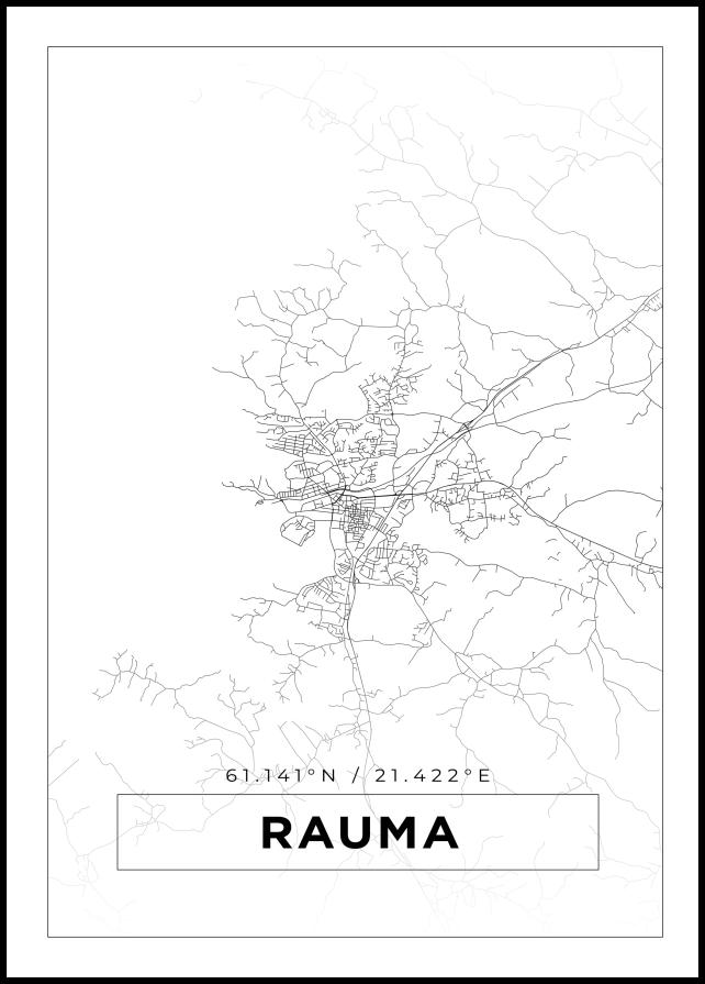 Karta - Rauma - Vit Poster