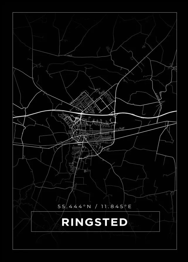Karta - Ringsted - Svart Poster
