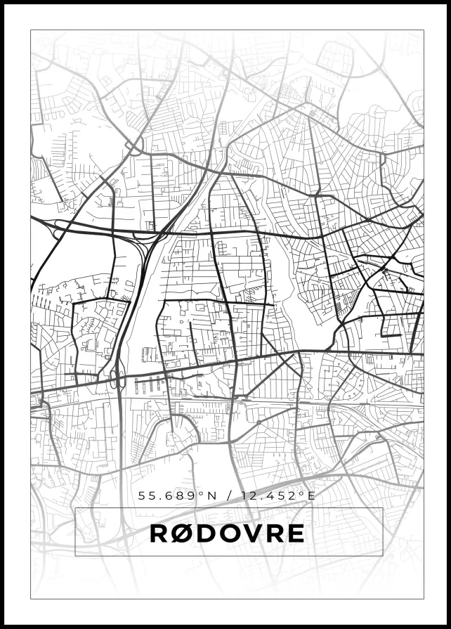 Karta - Rødovre - Vit Poster