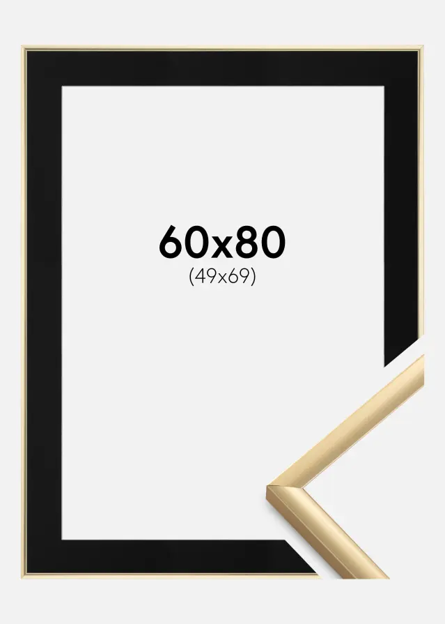 Ram New Lifestyle Guld 60x80 cm - Passepartout Svart 50x70 cm