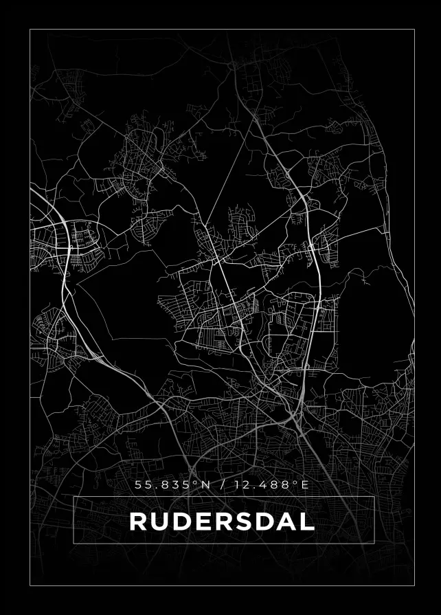 Karta - Rudersdal - Svart Poster