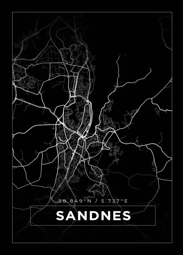 Karta - Sandnes - Svart Poster