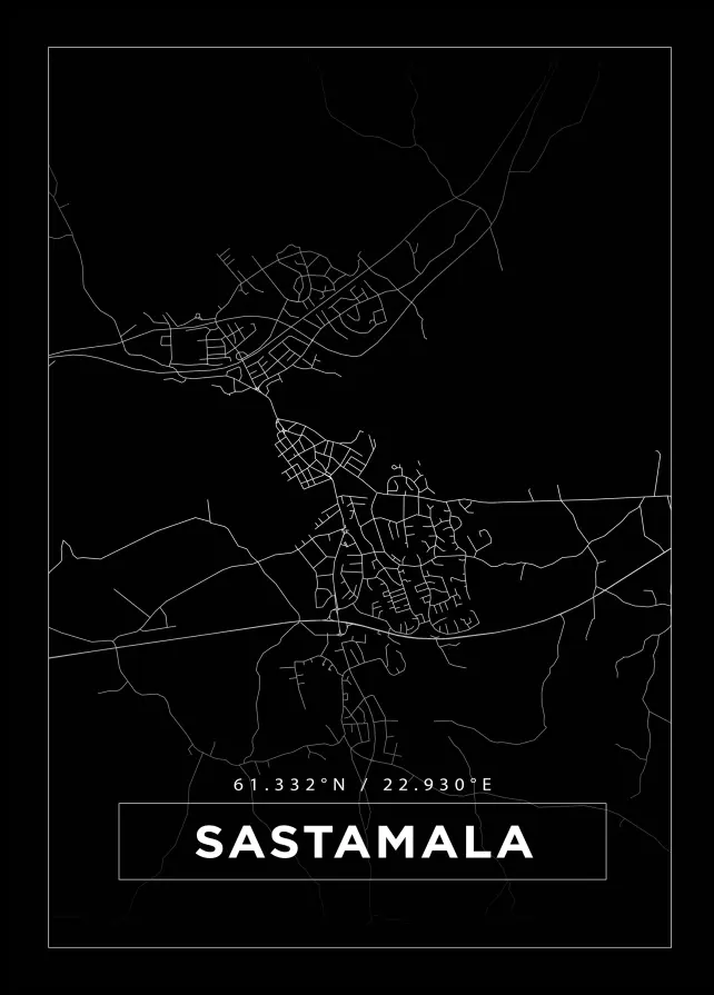 Karta - Sastamala - Svart Poster