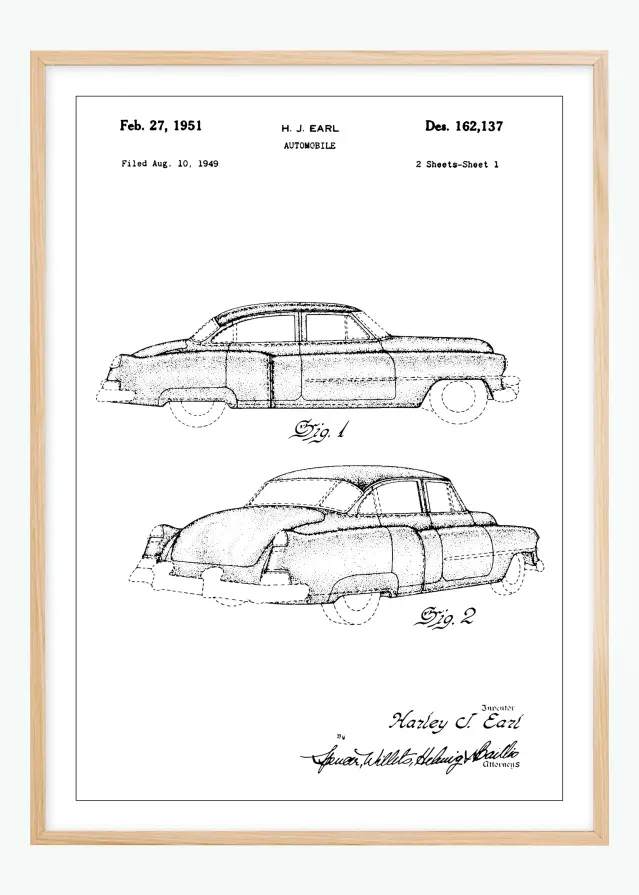 Patentritning - Cadillac I Poster