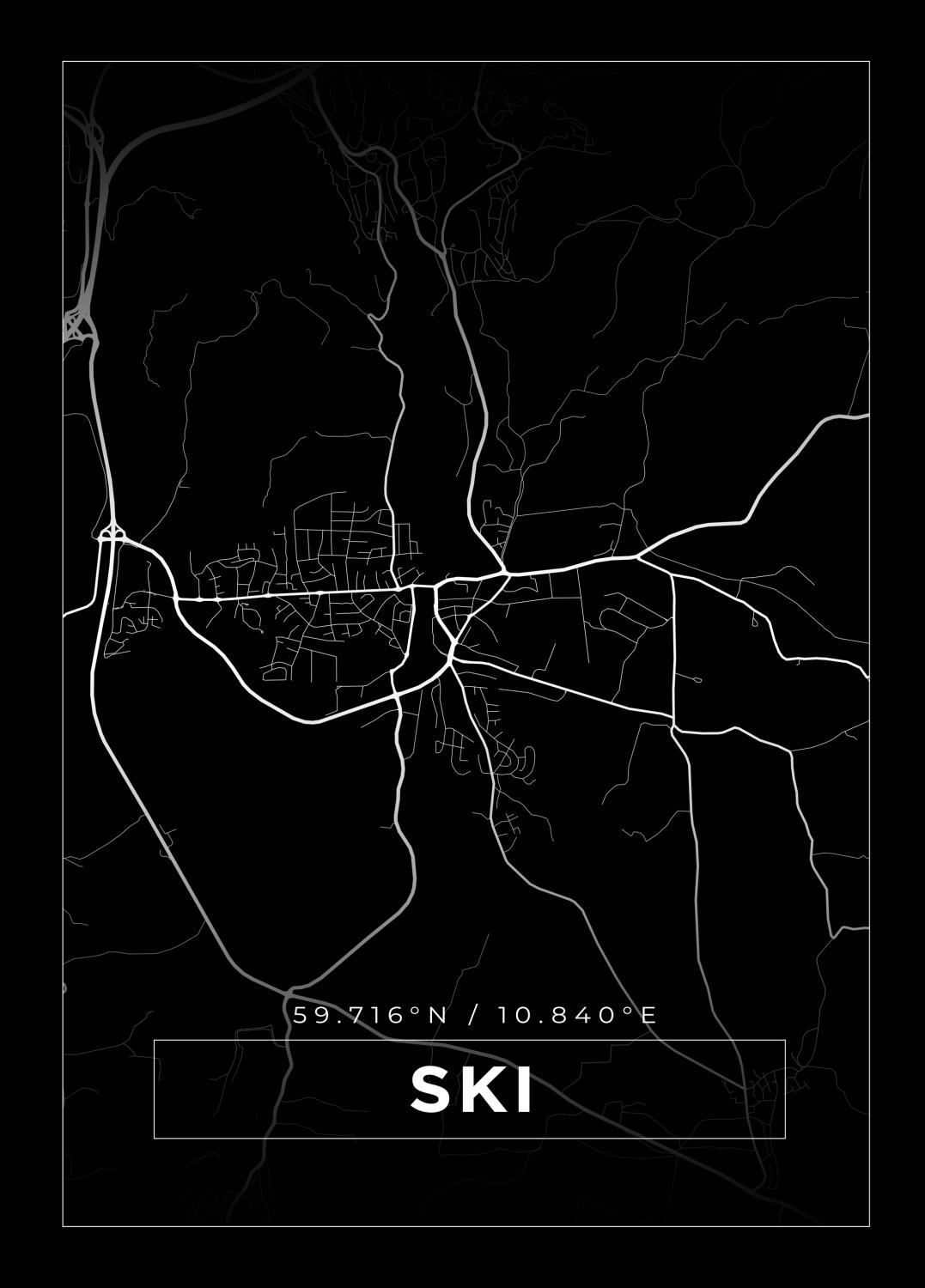 Product Image for Karta - Ski - Svart Poster (21x29.7 cm (A4))
