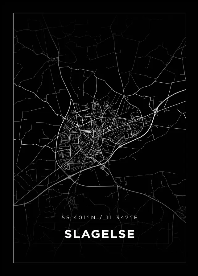 Karta - Slagelse - Svart Poster