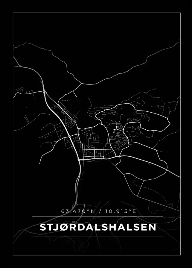 Karta - Stjørdalshalsen - Svart Poster