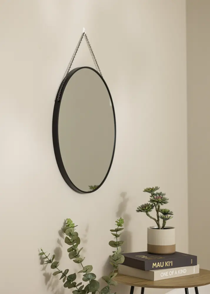 Rund Spegel Modern Deep Svart 60 cm Ø