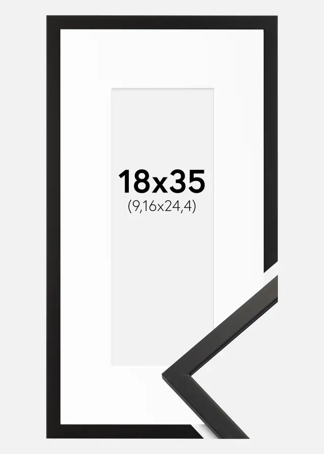 Ram Edsbyn Svart 18x35 cm - Passepartout Vit 4x10 inches