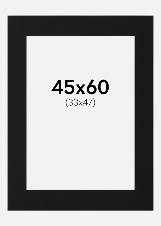 Passepartout Svart Standard (Vit Kärna) 45x60 cm (33x47)