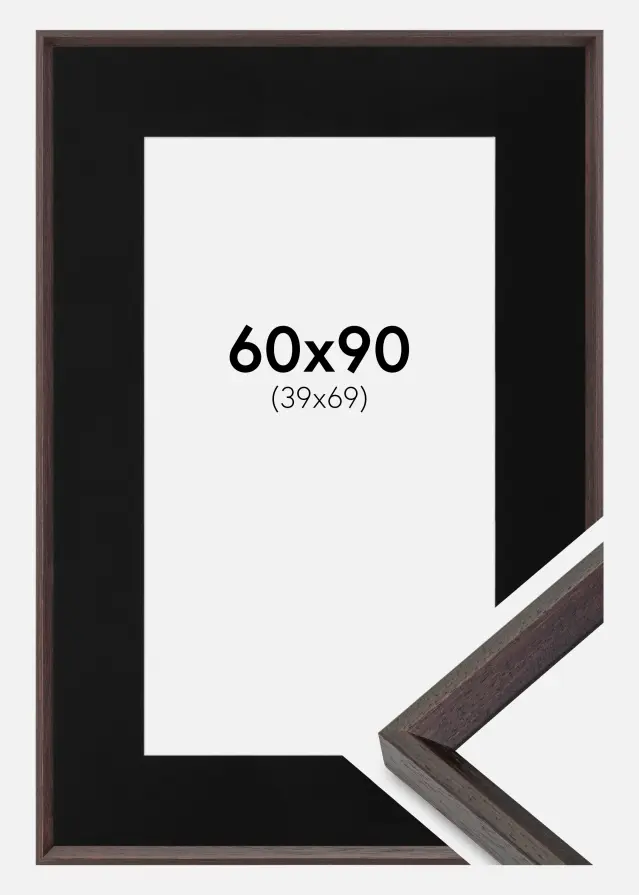 Ram Globe Espresso 60x90 cm - Passepartout Svart 40x70 cm
