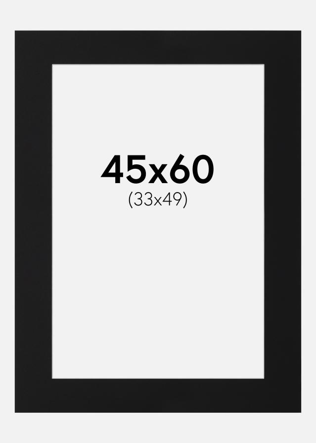 Passepartout Svart Standard (Vit Kärna) 45x60 cm (33x49)