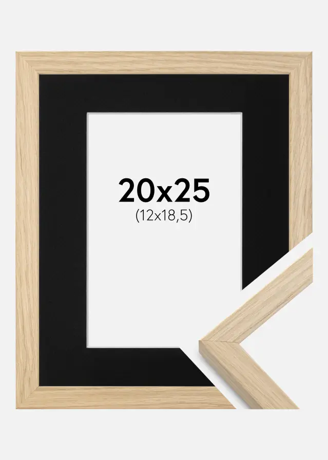 Ram Grimsåker Ek 20x25 cm - Passepartout Svart 13x19,5 cm