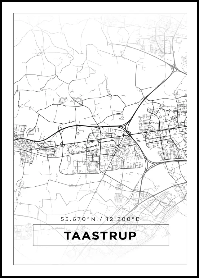 Karta - Taastrup - Vit Poster