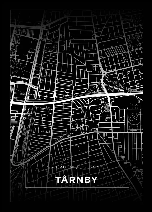 Karta - Tårnby - Svart Poster