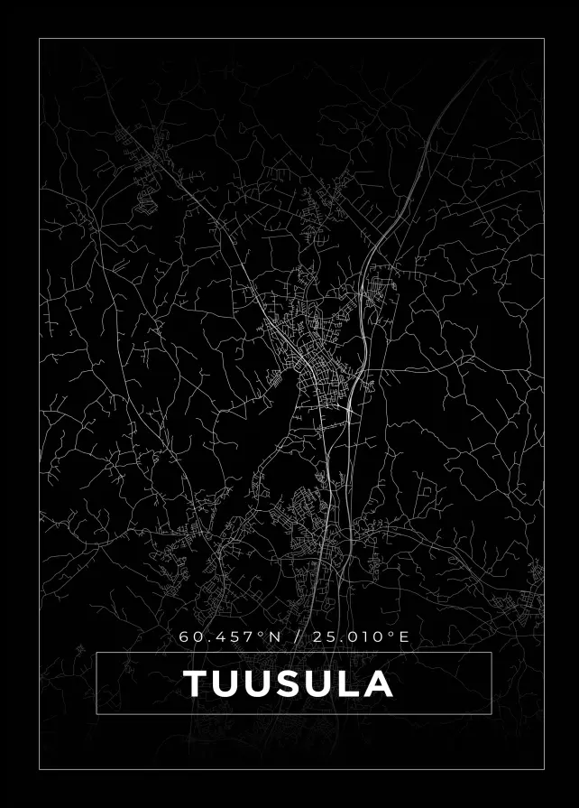 Karta - Tuusula - Svart Poster