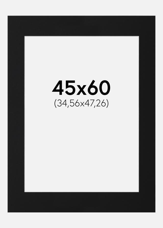 Passepartout Svart Standard (Vit Kärna) 45x60 cm (34,56x47,26)